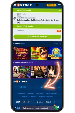 Página de download da Mostbet